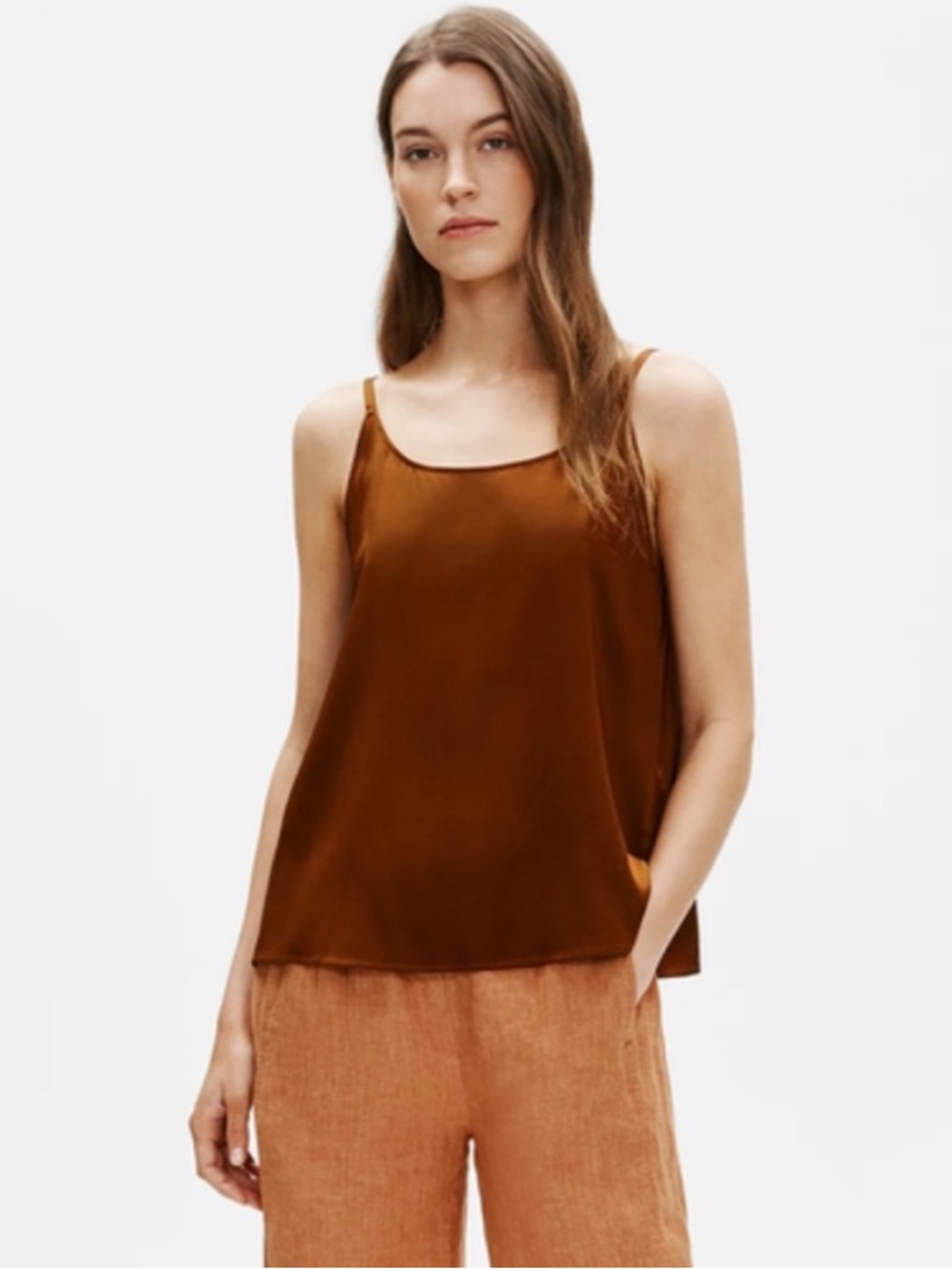 Eileen Fisher Stretch Silk Charmeuse Chestnut Brown